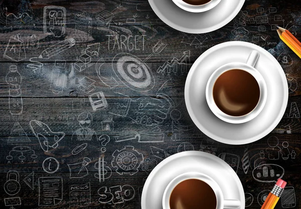 Šablona s šálky s kávou — Stock fotografie
