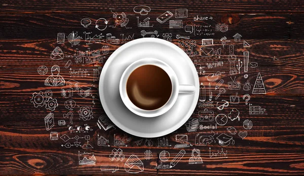 Csésze kávé-sablonnal — Stock Fotó