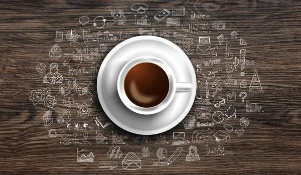 Шаблон с чашкой кофе — стоковое фото