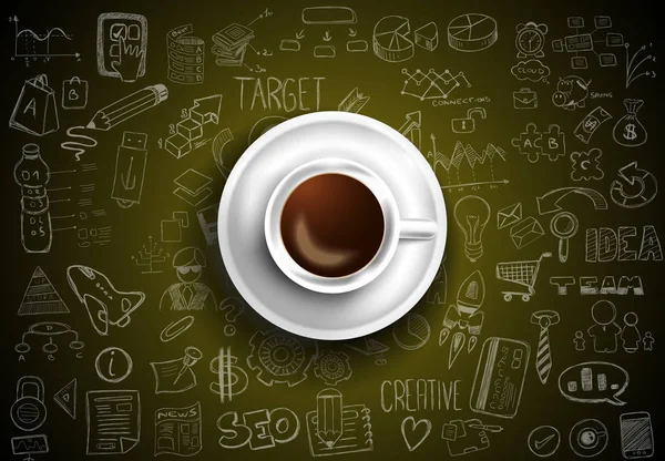Káva na stole s prvky návrhu infografika — Stockový vektor