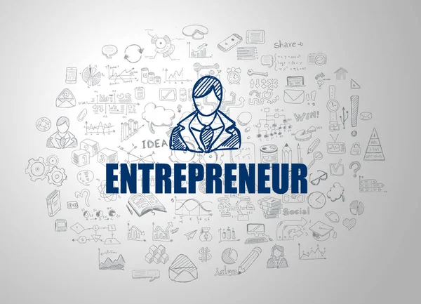 Unternehmer-Konzept mit Business-Doodle-Design — Stockvektor