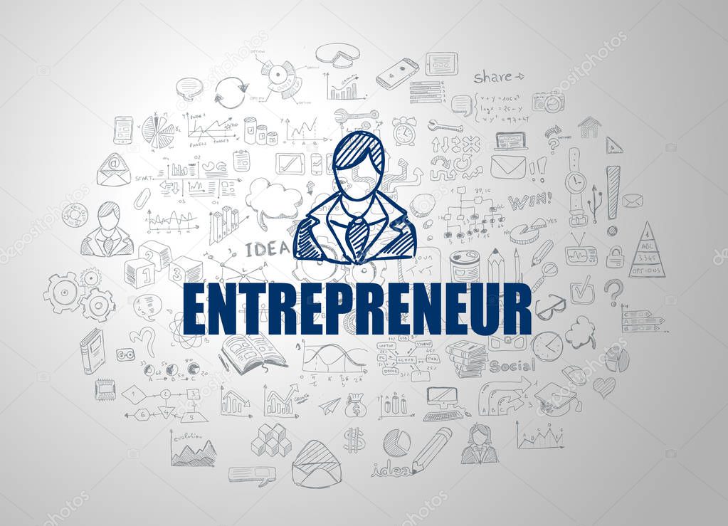 Entrepreneur concept with Business Doodle design 
