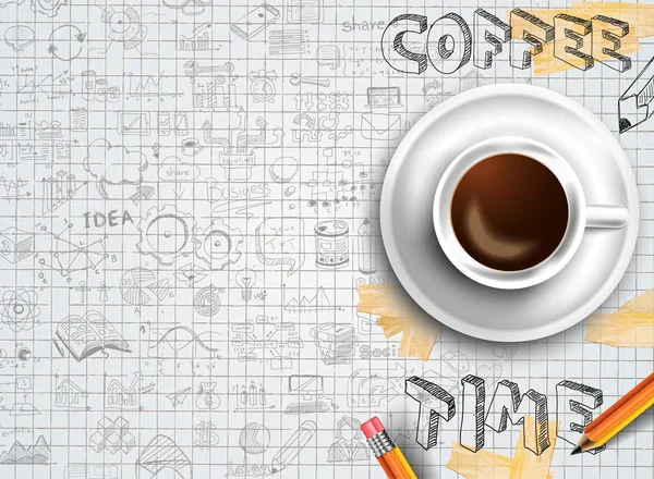 Modèle avec un café frais — Image vectorielle