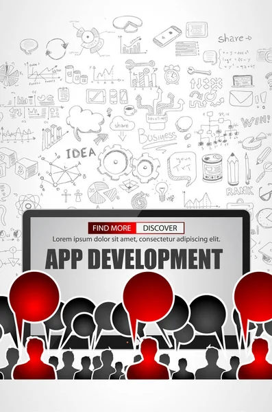 Equipo App Concepto de desarrollo — Archivo Imágenes Vectoriales