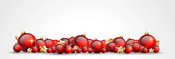 Christmas Background with red shiny baubles — Stock Vector