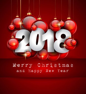 Baubles ile 2018 yeni yıl arka plan 