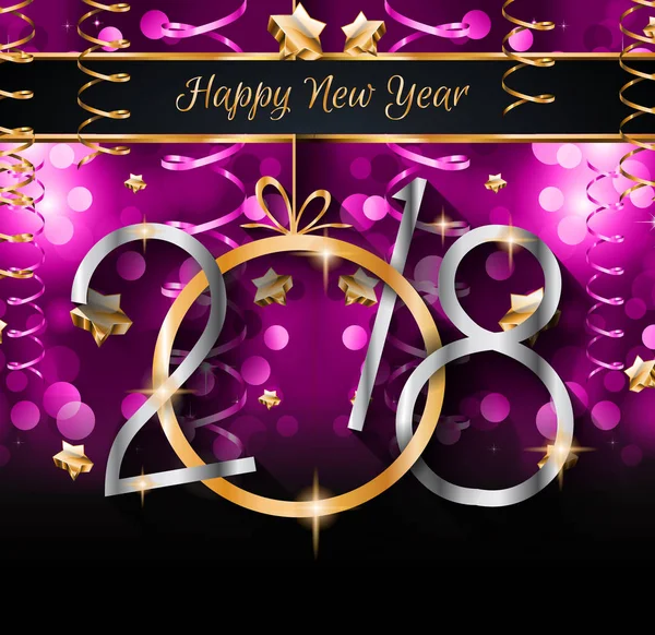 Tarjeta de felicitación Feliz Año Nuevo 2018 — Archivo Imágenes Vectoriales