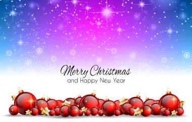 Noel arka plan kırmızı parlak baubles ile 