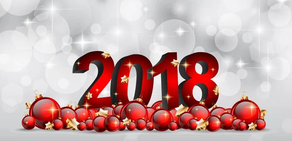 2018 nuovo anno sfondo con bagattelle — Vettoriale Stock