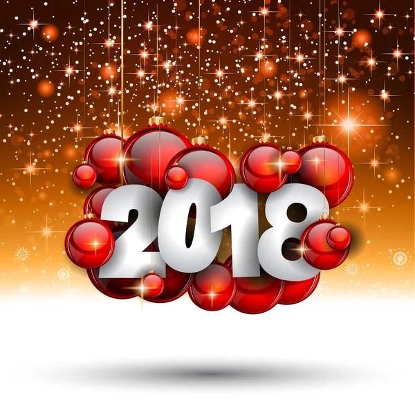 Baubles ile 2018 yeni yıl arka plan — Stok Vektör