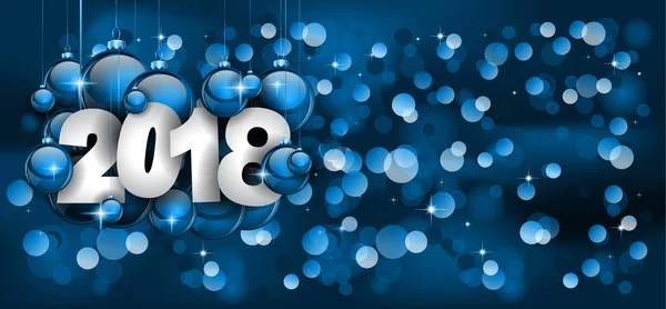 2018 Neujahr Hintergrund mit Kugeln — Stockvektor