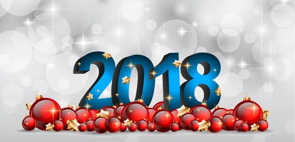 2018 nuovo anno sfondo con bagattelle — Vettoriale Stock