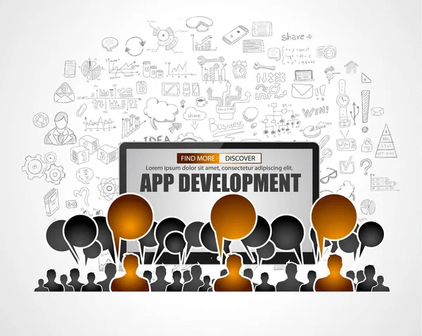 Equipo App Concepto de desarrollo — Vector de stock