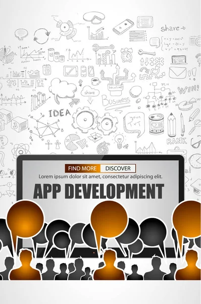 Концепция Team App Development — стоковый вектор