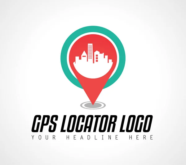 Localizador creativo de la ciudad del GPS Logo — Archivo Imágenes Vectoriales