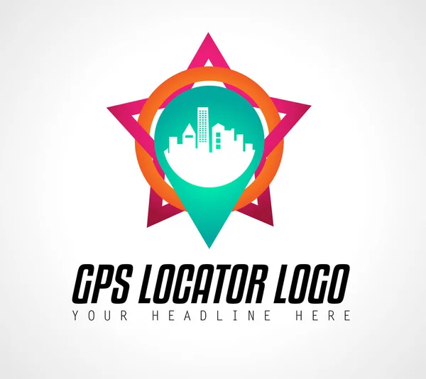 Kreative gps city locator logo — Stockvektor