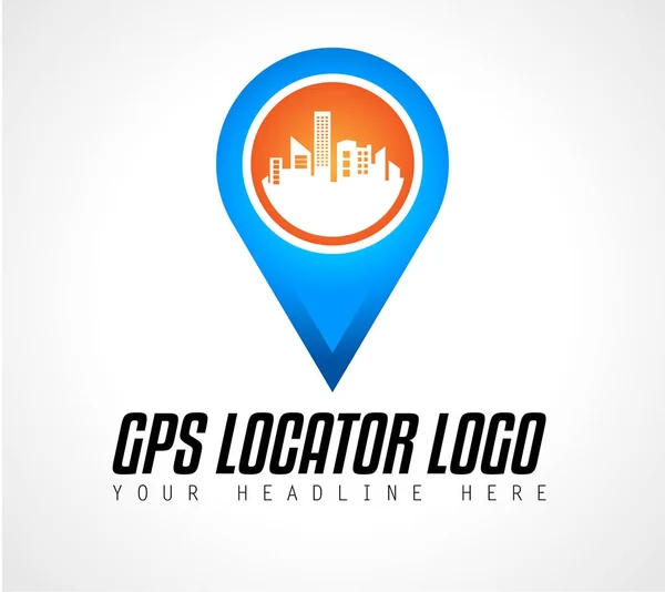 Localizador creativo de la ciudad del GPS Logo — Archivo Imágenes Vectoriales