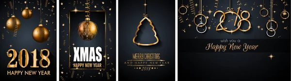 2018 Happy New Year Achtergrond Voor Seizoensgebonden Flyers Wenskaart Kerstmis — Stockvector