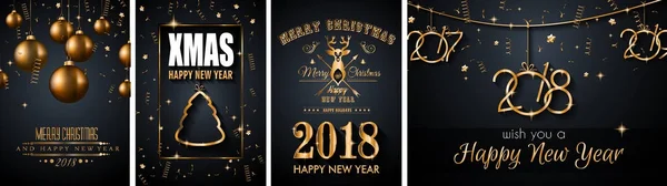 2018 Szczęśliwy Nowy Rok Tło Ulotki Sezonowe Życzeniami Lub Boże — Wektor stockowy