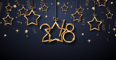 2018 mutlu yeni yıl arka plan mevsimlik el ilanları ve tebrik kartı veya Noel temalı davetler için