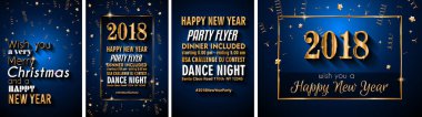 2018 mutlu yeni yıl arka plan mevsimlik el ilanları ve tebrik kartı veya Noel temalı davetler için