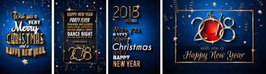 2018 mutlu yeni yıl arka plan mevsimlik el ilanları ve tebrik kartı veya Noel temalı davetler için