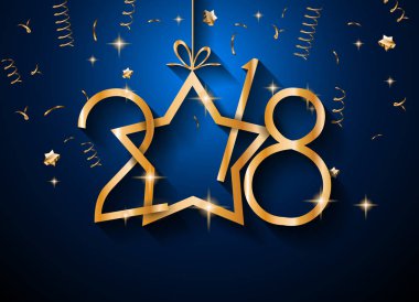 2018 mutlu yeni yıl arka plan mevsimlik el ilanları ve tebrik kartı veya Noel temalı davetler için