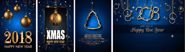 2018 Happy New Year Achtergrond Voor Seizoensgebonden Flyers Wenskaart Kerstmis — Stockvector