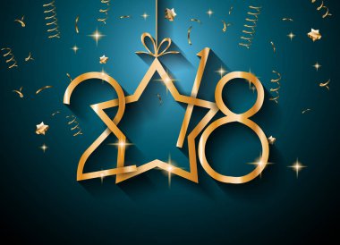 2018 mutlu yeni yıl arka plan mevsimlik el ilanları ve tebrik kartı veya Noel temalı davetler için