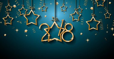 2018 mutlu yeni yıl arka plan mevsimlik el ilanları ve tebrik kartı veya Noel temalı davetler için