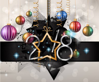 2018 mutlu yeni yıl arka plan mevsimlik el ilanları ve tebrik kartı veya Noel temalı davetler için