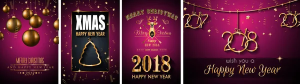 季節チラシやグリーティング カード クリスマス テーマにした招待状の 2018 幸せな新年の背景 — ストックベクタ