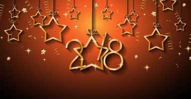 2018 mutlu yeni yıl arka plan mevsimlik el ilanları ve tebrik kartı veya Noel temalı davetler için