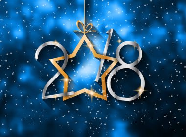 2018 mutlu yeni yıl arka plan mevsimlik el ilanları ve tebrik kartı veya Noel temalı davetler için