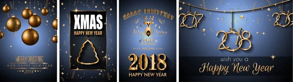 2018 Happy New Year Achtergrond Voor Seizoensgebonden Flyers Wenskaart Kerstmis — Stockvector