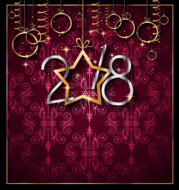 2018 mutlu yeni yıl arka plan mevsimlik el ilanları ve tebrik kartı veya Noel temalı davetler için