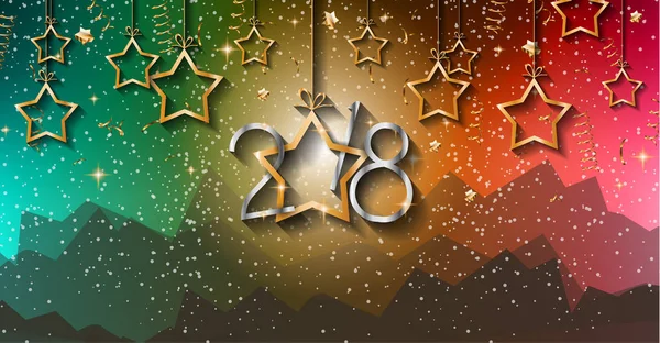 2018 Happy New Year Achtergrond Voor Seizoensgebonden Flyers Wenskaart Kerstmis — Stockvector