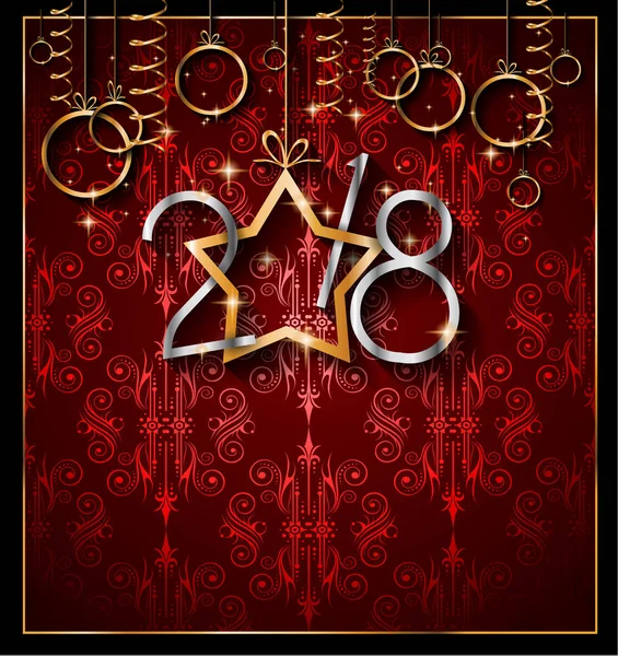 2018 Happy New Year Achtergrond Voor Seizoensgebonden Flyers Wenskaart Kerstmis — Stockvector