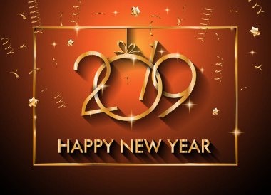 2019 mutlu yeni yıl arka plan mevsimlik el ilanları ve tebrik kartı veya Noel temalı davetler için