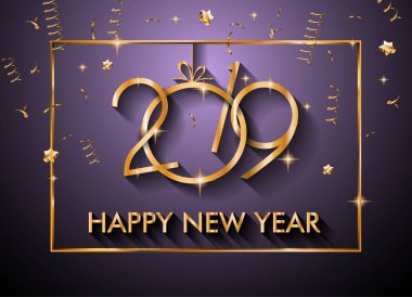 2019 mutlu yeni yıl arka plan mevsimlik el ilanları ve tebrik kartı veya Noel temalı davetler için