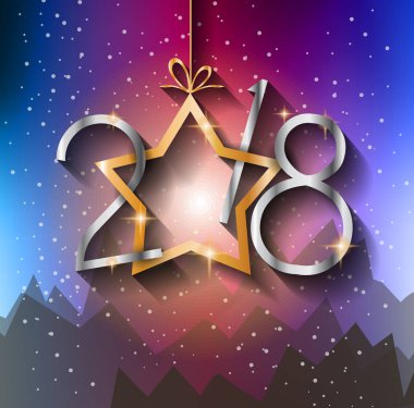 2018 mutlu yeni yıl arka plan mevsimlik el ilanları ve tebrik kartı veya Noel temalı davetler için