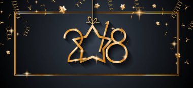 2018 mutlu yeni yıl arka plan mevsimlik el ilanları ve tebrik kartı veya Noel temalı davetler için