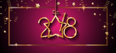 2018 mutlu yeni yıl arka plan mevsimlik el ilanları ve tebrik kartı veya Noel temalı davetler için