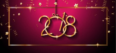 2018 mutlu yeni yıl arka plan mevsimlik el ilanları ve tebrik kartı veya Noel temalı davetler için