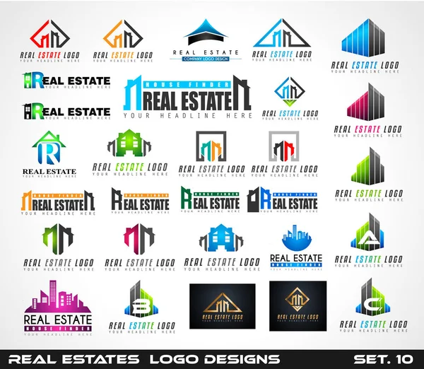 Kolekce Creative Real Estate Logo Design Pro Identitu Značky Profil — Stockový vektor