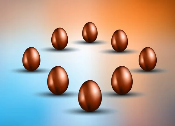 Originelle Osterdesign Vorlage Mit Glänzenden Eiern Mit Schatten Und Netzhintergrund — Stockvektor