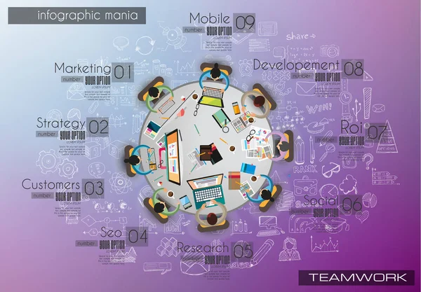 Infografika Szablon Tło Temworking Tabela Burza Mózgów Infografikę Projektowania Elementów — Wektor stockowy