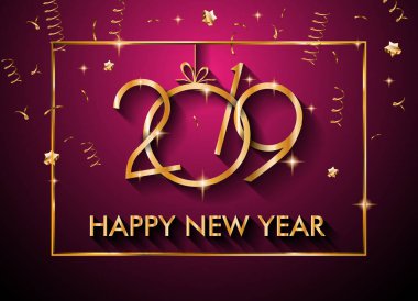 2019 mutlu yeni yıl arka plan mevsimlik el ilanları ve tebrik kartı veya Noel temalı davetler için