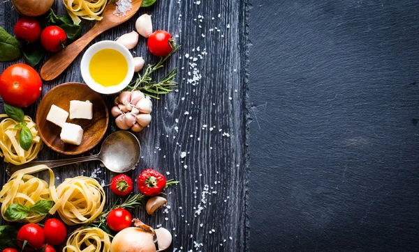 Top View All Necessary Food Components Make Classic Italian Pasta — Stock Photo, Image