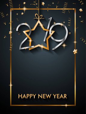 2019 mutlu yeni yıl arka plan mevsimlik el ilanları ve tebrik kartı veya Noel temalı davetler için